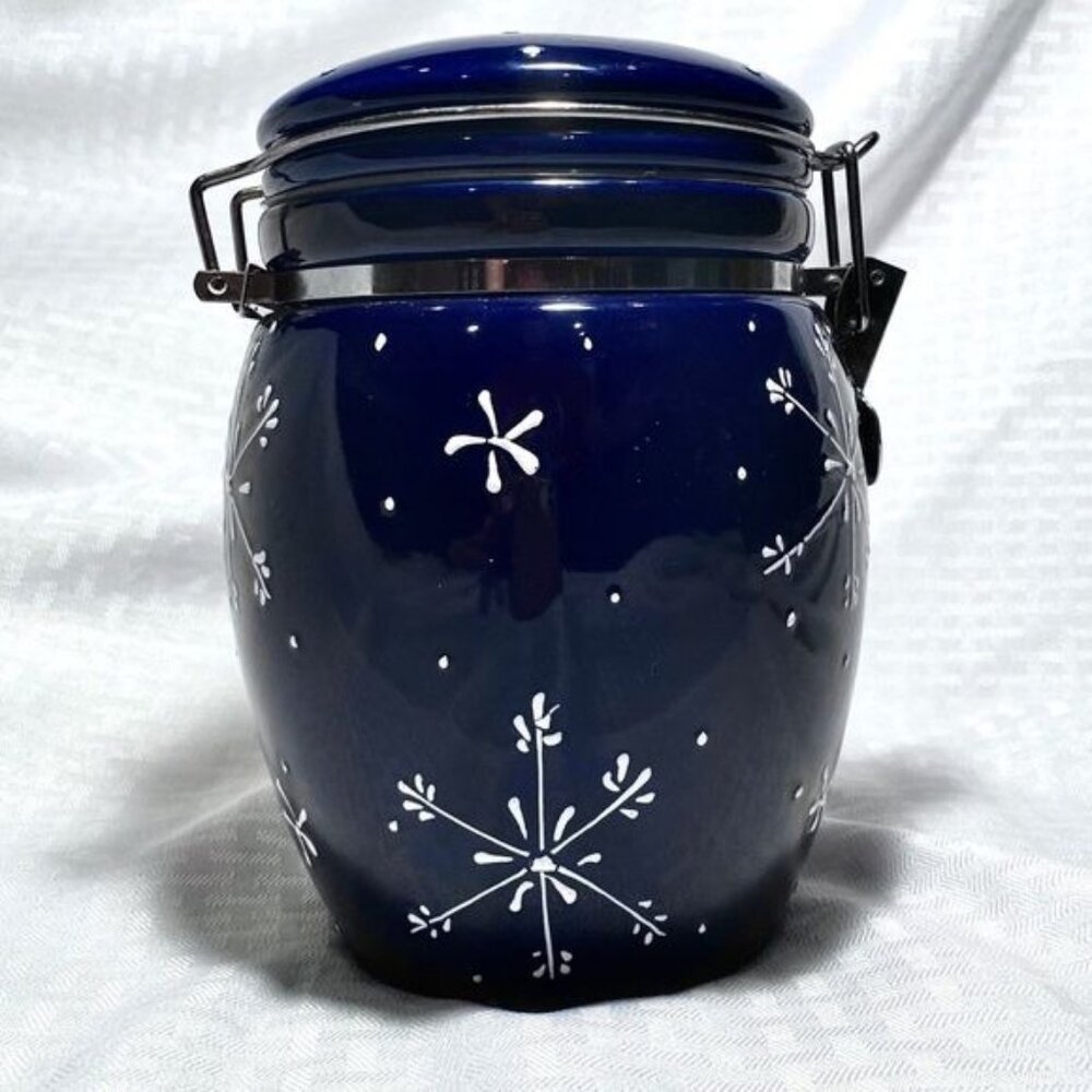 Vintage Cobalt Blue Ceramic Jar with Clamp WCL Pottery
